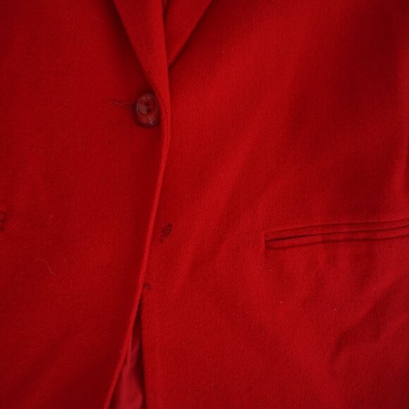 Vintage Sag Harbor Red 100% Wool w Black Collar Single Button Blazer Size 10 - Picture 7 of 13